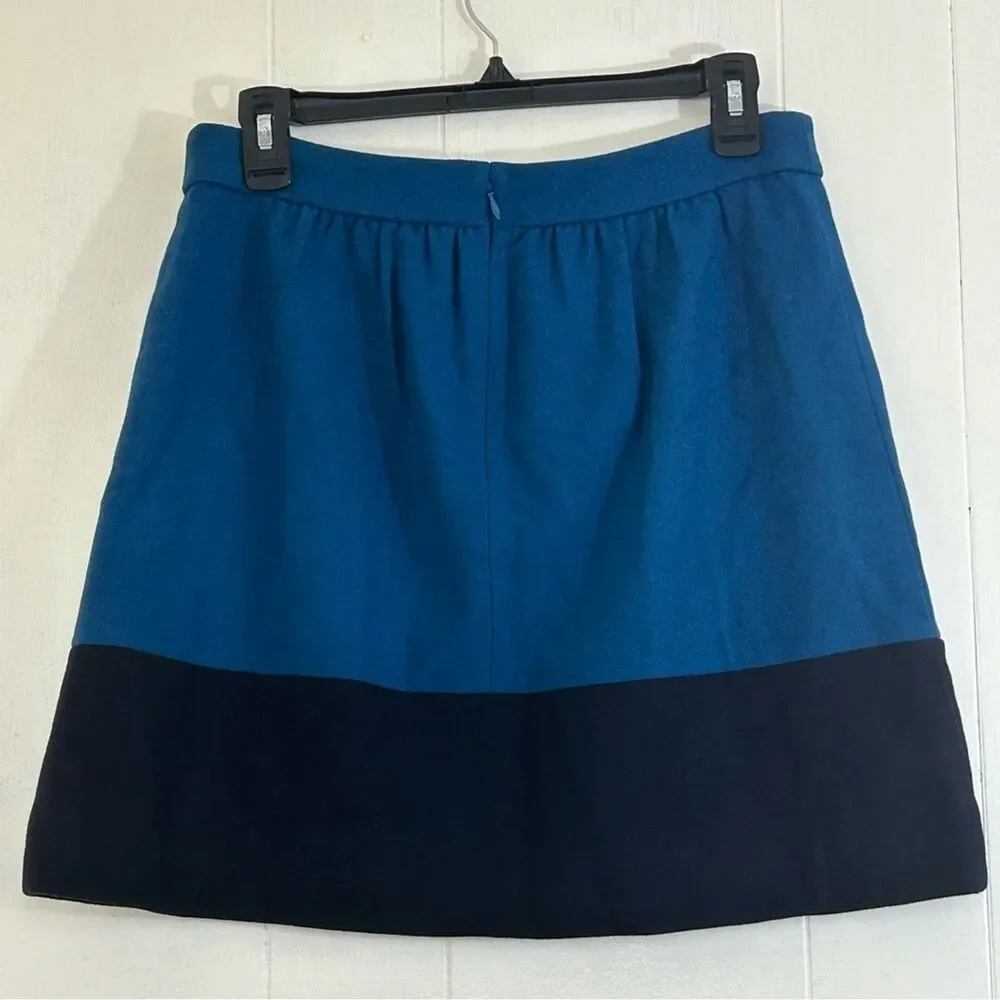 J.CREW Wool Mini Skirt Size 6 Formal Office Aqua Blue Black Wool Mini Skirt